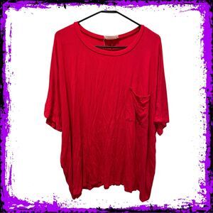 Zenana Red Oversized T Shirt Style Tunic Top, Women’s Size Small, Chest Pocket